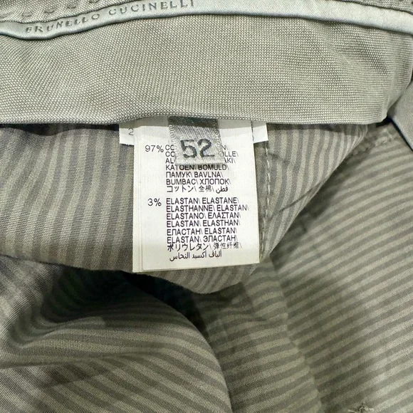 Brunello Cucinelli Green Chinos, Italian Fit, Size 52 (US 36) - Picture 5 of 5